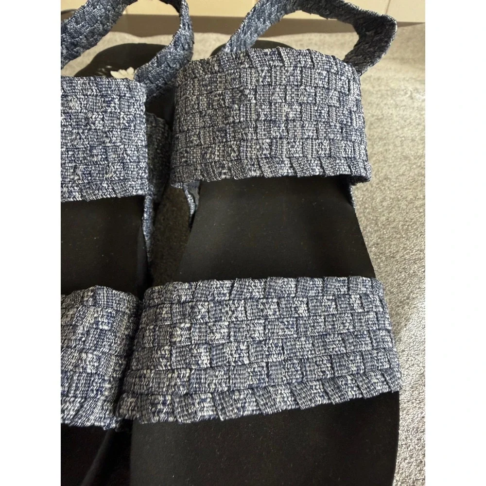 Yellow Box Sandals Women's 9 Blue Fabric Woven Elastic Comfort Slingback Sandals - Picture 2 of 11